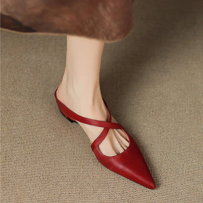 Aluna Mules de Couro Genuine