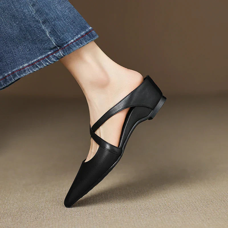 Aluna Mules de Couro Genuine