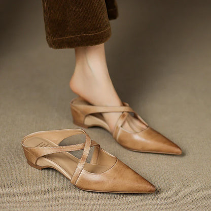 Aluna Mules de Couro Genuine