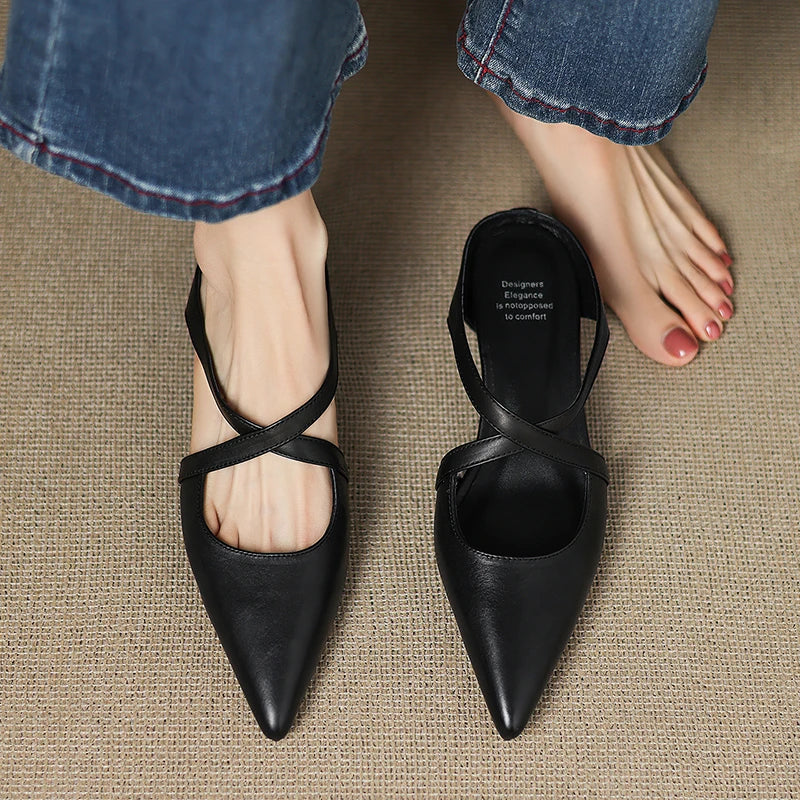 Aluna Mules de Couro Genuine