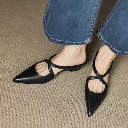 Aluna Mules de Couro Genuine