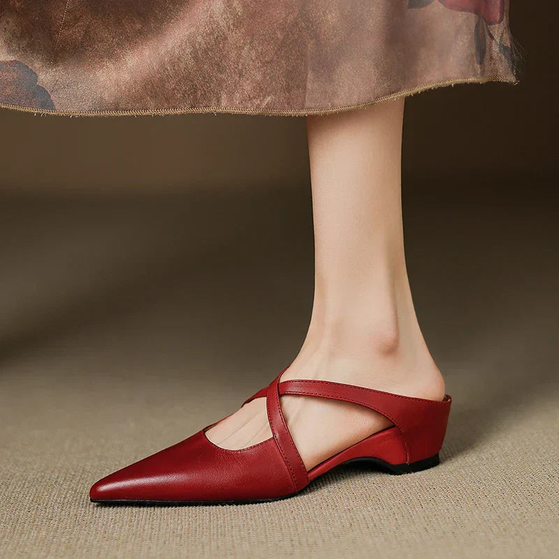 Aluna Mules de Couro Genuine
