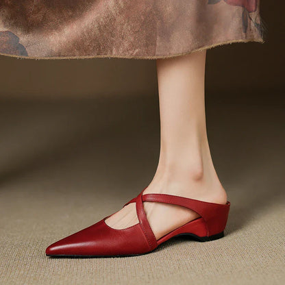 Aluna Mules de Couro Genuine