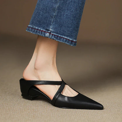 Aluna Mules de Couro Genuine