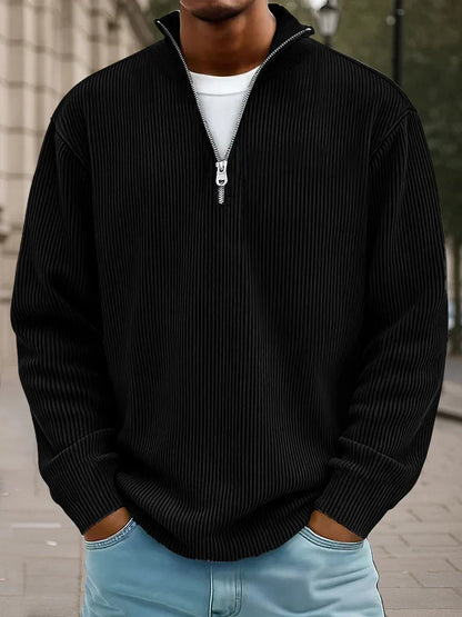 Calix — Pullover de Malha com Meio Zíper para Homem
