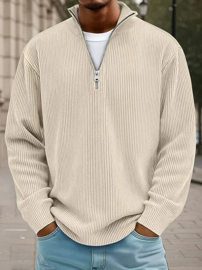 Calix — Pullover de Malha com Meio Zíper para Homem