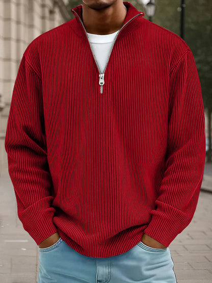 Calix — Pullover de Malha com Meio Zíper para Homem