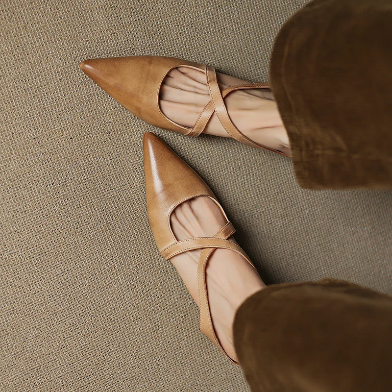 Aluna Mules de Couro Genuine