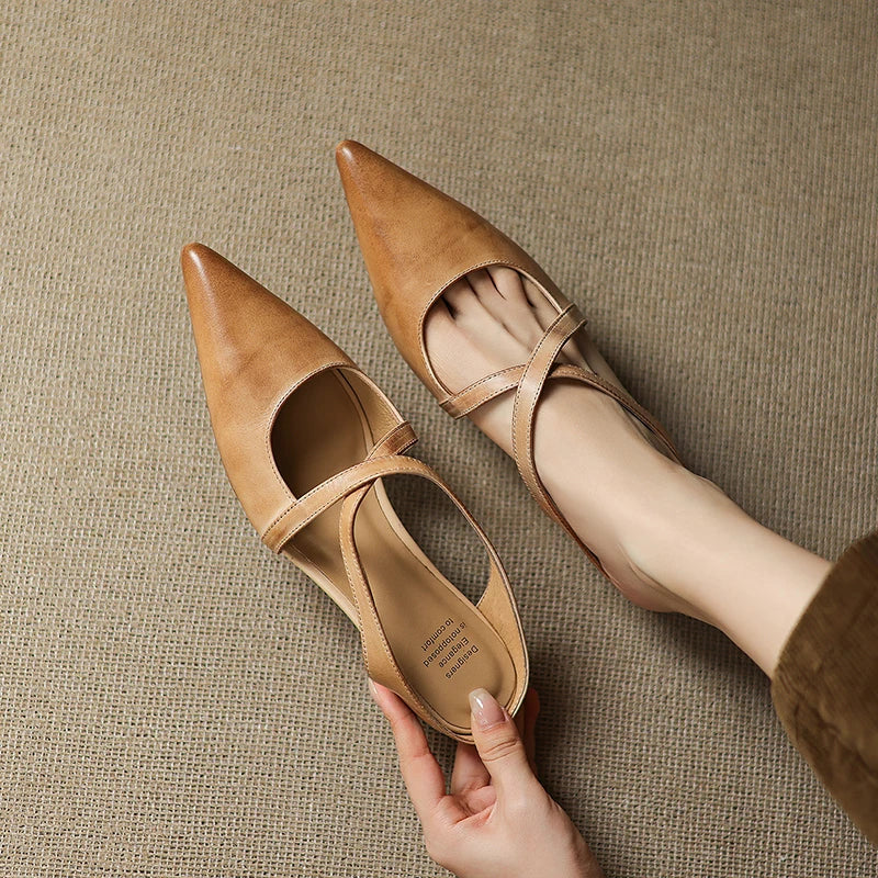 Aluna Mules de Couro Genuine