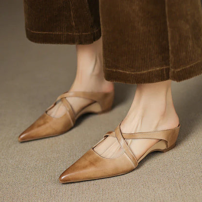 Aluna Mules de Couro Genuine