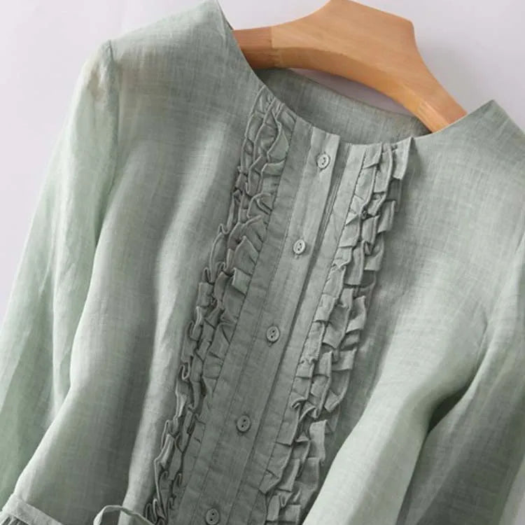 Livia - Confortável Vestido Maxi de Linho