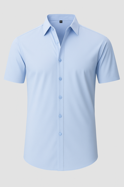Camisa Não Amassada com Stretch 4-Way – Botões Transparentes