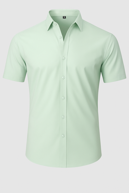 Camisa Não Amassada com Stretch 4-Way – Botões Transparentes