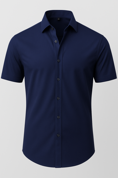 Camisa Não Amassada com Stretch 4-Way – Botões Transparentes