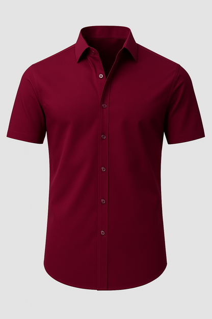 Camisa Não Amassada com Stretch 4-Way – Botões Transparentes