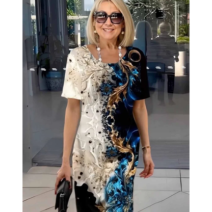 Rosalia - Confortável Vestido Midi Floral Relaxado