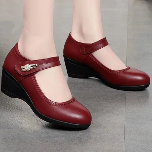 Saltos de Couro Macio - Confortáveis Sapatos Antiderrapantes