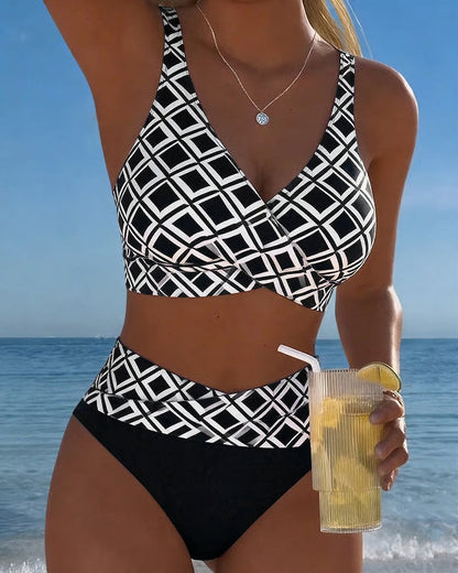 Diavèra — Conjunto de bikini com recorte em forma de soutien com padrão de diamante