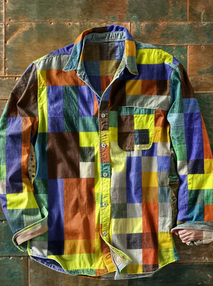 Camisa Patchwork — Design Arrojado em Blocos de Cores