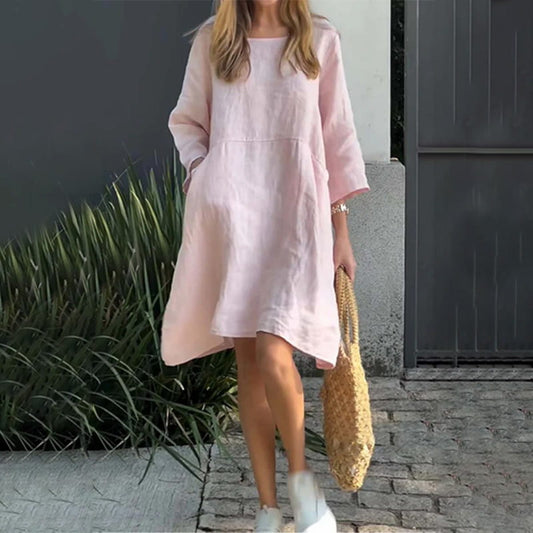 Vestido Midi Fluido de Elegancia Suave y Drapada - Confortable Vestido