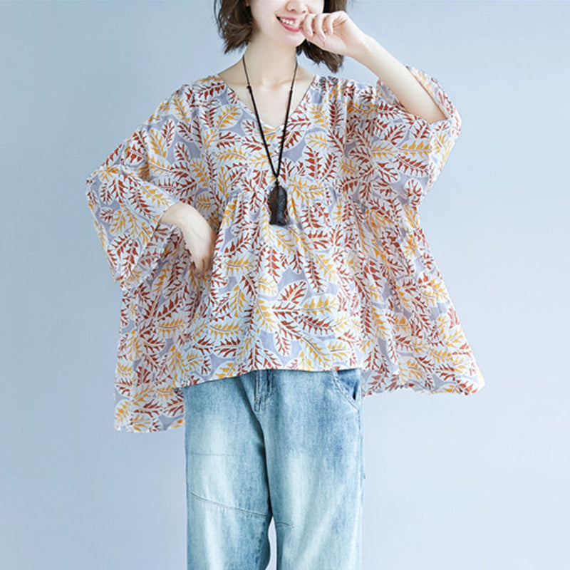 Blusa de Linho com Estampa — Oversized