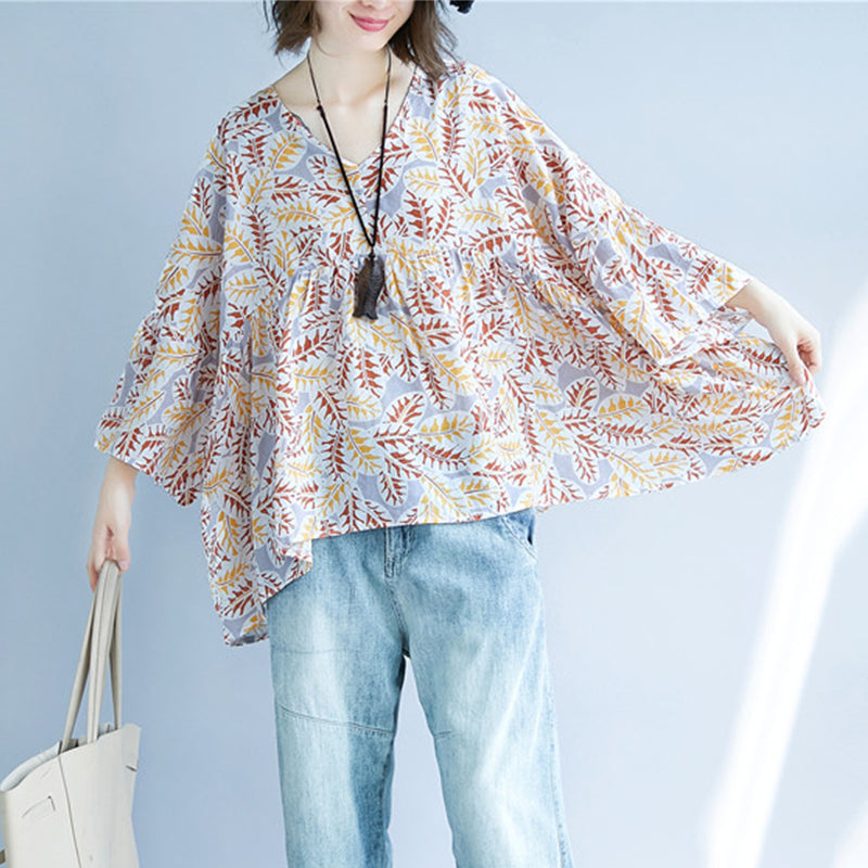 Blusa de Linho com Estampa — Oversized