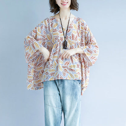 Blusa de Linho com Estampa — Oversized