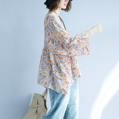 Blusa de Linho com Estampa — Oversized